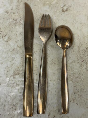 Vtg MCM 3 Head Elephant 8 Pc Flatware Set 5 Pc Hostess Set Bronze Thailand 29pcs - Picture 8 of 24