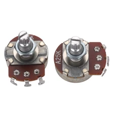 5x A25K Full Size Metric Guitar Bass Pots 18mm Shaft Audio Taper Potentiometer