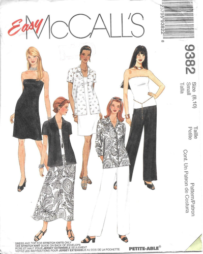 McCalls Sewing Pattern 9382 Misses Dress Top Shirt Pull-On Pants Skirt Size 8-10 - Picture 1 of 2