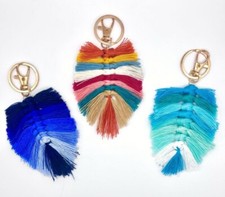 Bohemian Handmade Multicolor Cotton Macram  Leaf Leaves Bag Charm Keychain New