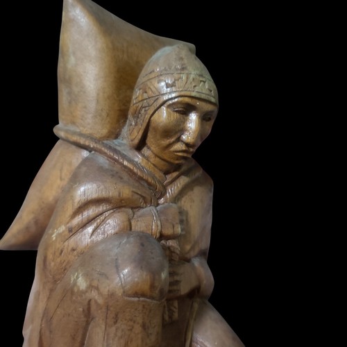 Peru/Bolivien, Andenholz Figur: Kniender Ureinwohner, signiert A. Guzman - Bild 4 von 9