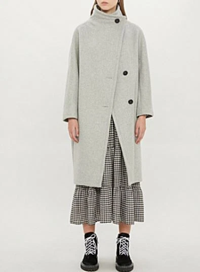 Maje Women's Grey Gael Shawl-Collar Coat, 1 | eBay