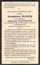 Genealogy Obituary JOSEPHINE BLOCQ December 6, 1932 in ELLEZELLES