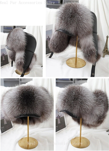 High Quality Winter Russian Trapper Hat Unisex Real Fox Fur Cap Men Women Beanie - Picture 10 of 24