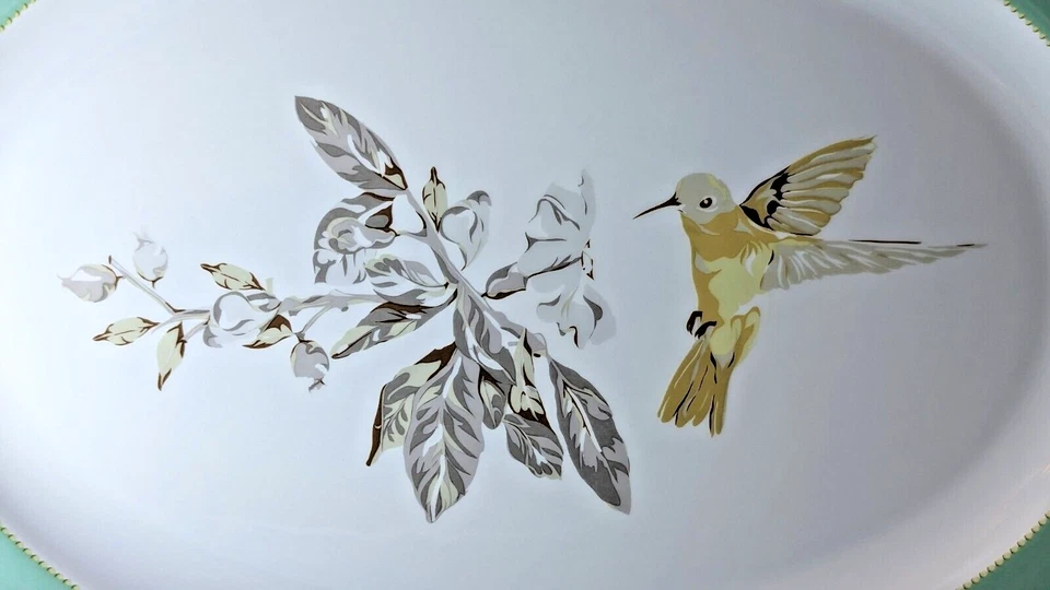 Louça de porcelana BonJour néctar frutífero 10 x 14" prato oval beija-flor - Imagem 2 de 4