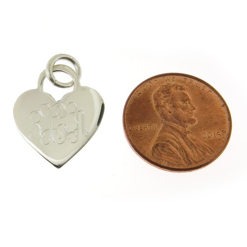 925 Sterling Silber Monogramm personalisiert Herz Anhänger - Bild 3 von 4