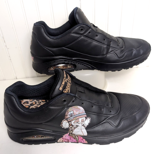 Skechers x Snoop Dogg Dr Bombay Black Sneakers Mens 13 Ape Animal Print NO LACES - Picture 2 of 11