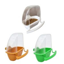 Parakeet Feeder Bird Feeder with Perch Dispenser Plastic Container for Cage