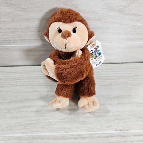 Ganz Slap Pals brauner Affe Ohrfeige Armband 9 Zoll Plüschtier Stofftier Spielzeug Neu mit Etikett