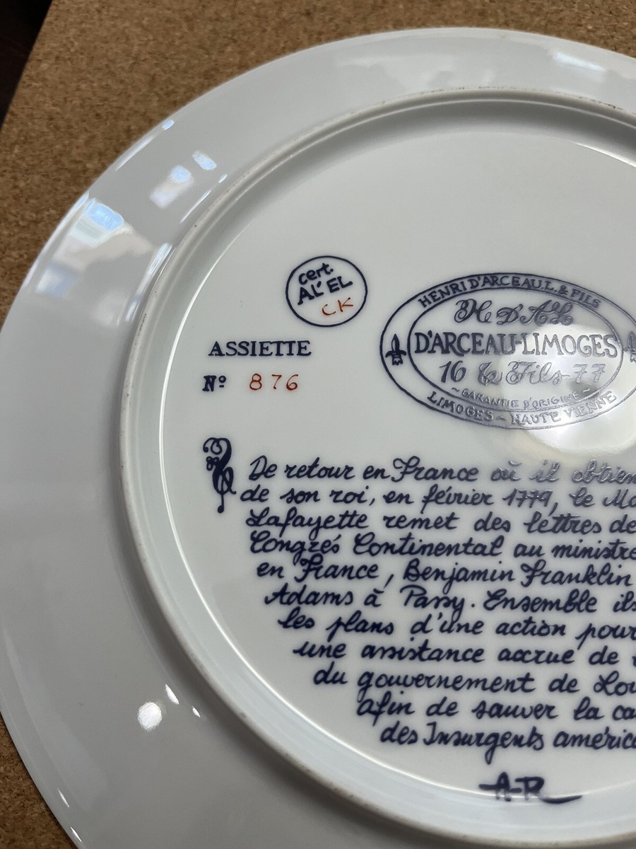 VINTAGE D'ARCEAU LIMOGES ASSIETTE HENRI D'ARCEAUL FILS FRANCE