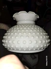 Vintage Hobnail Milk Glass Hurricane Lamp Shade 9.5" Fitter Ruffled Top