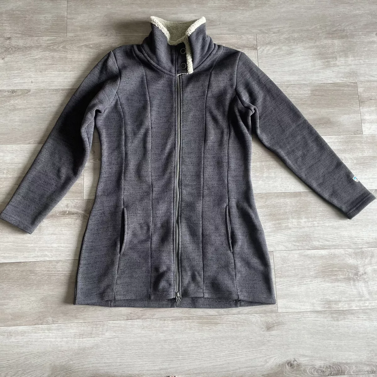 Kuhl Alska Long Fleece Jacket Sweater Gray Sherpa Outdoor Snow Women s Medium