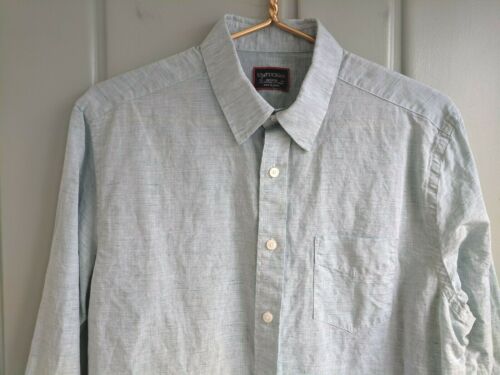 UNTUCKit Mens Medium Shirt Button Front Heathered Green Linen Cotton Long Sleeve - Picture 3 of 8