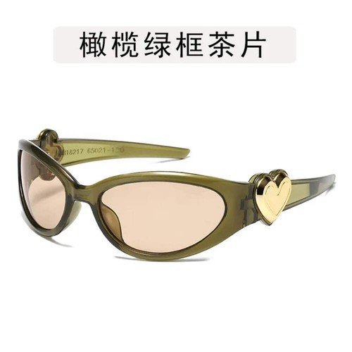 Retro Y2K Style Oval Sunglasses Women Fashion Heart Frame Sports Goggles Popular - Picture 14 of 14