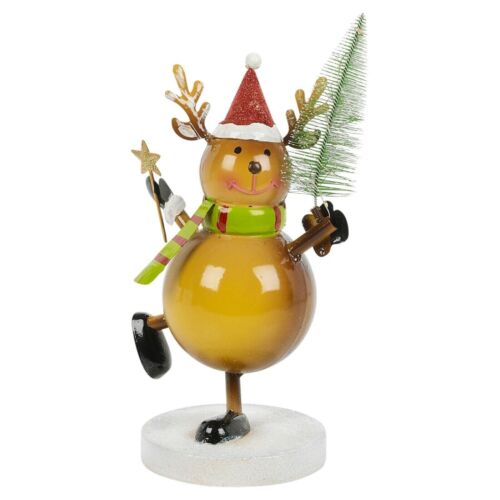 Estatuilla de metal festiva brillante iluminada de 28 cm con árbol de reno LED multicolor - Imagen 2 de 4
