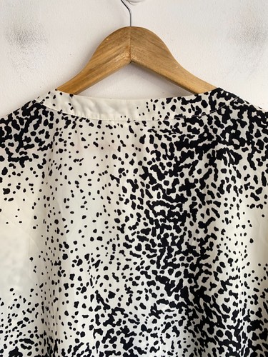 Virtu Dress Womens Plus Sz 20 White Black Spot Short Sleeve V-Neck Zip A-Line - Picture 6 of 12