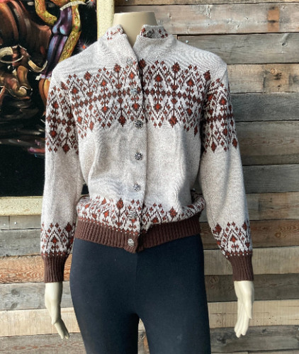 FoxDale Sz 4T Vintage 80\u2019s Norwegian Print Grey Black White Winter SKI Snowflake Sweater by