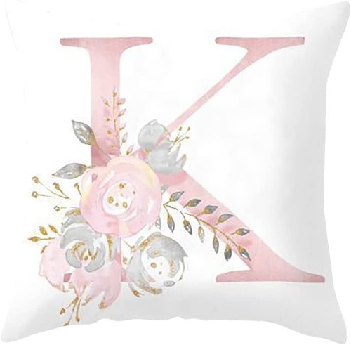 Funda de Almohada Alfabeto Inicial Letra Flor Funda de Cojín Coche Sofá Silla Sofá   - Imagen 9 de 142