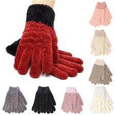 Corduroy Gloves for Women, Warm Winter Gloves Fur Insulated Thick Comfort Fit