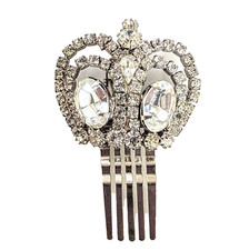 Vintage Rhinestone Crown Hair comb pick 1.5"