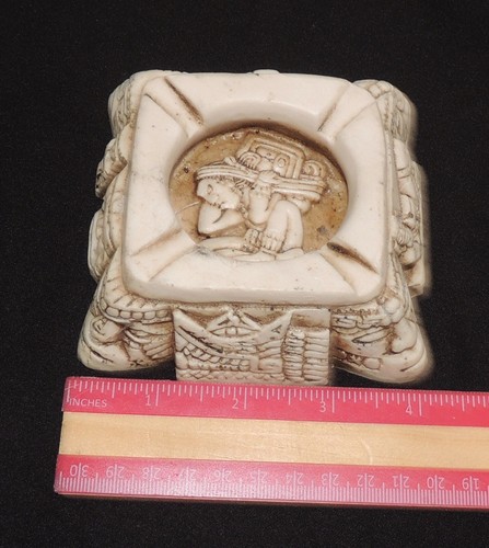 Excellent Vintage Aztec Mayan Mexican Cigarette Ashtray 4" - Photo 11/11