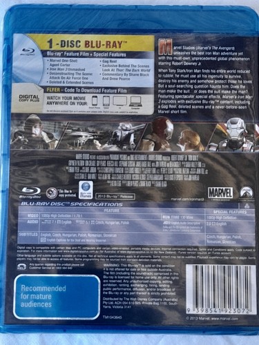 Iron Man 3 - Robert Downey Jr. Blu-Ray. Region B. New and Sealed. FREE POSTAGE - Picture 2 of 2