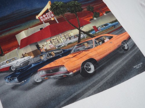 VTG Y2k Hanes In & Out Burger California Retro Classic Car White Tee T-Shirt M - Picture 7 of 11