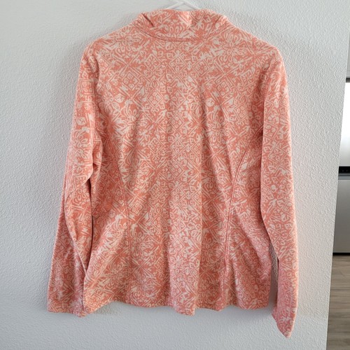 Eddie Bauer Sz XL | Fleece 3/4 Zip Pullover | Coral Color Geometric Pattern - Picture 3 of 3