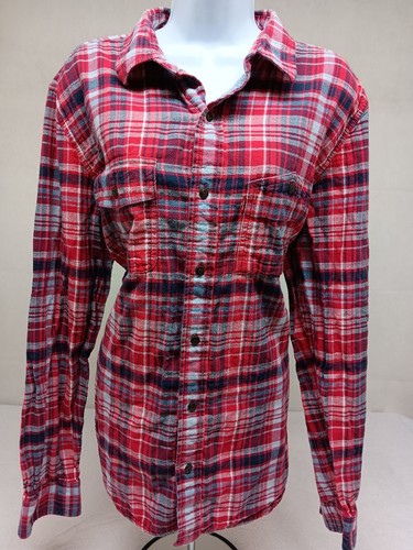 Levi's Womens Flannel Shirt Size XL Plaid Red 100% Cotton Long Sleeve Outdoor - Picture 1 of 14