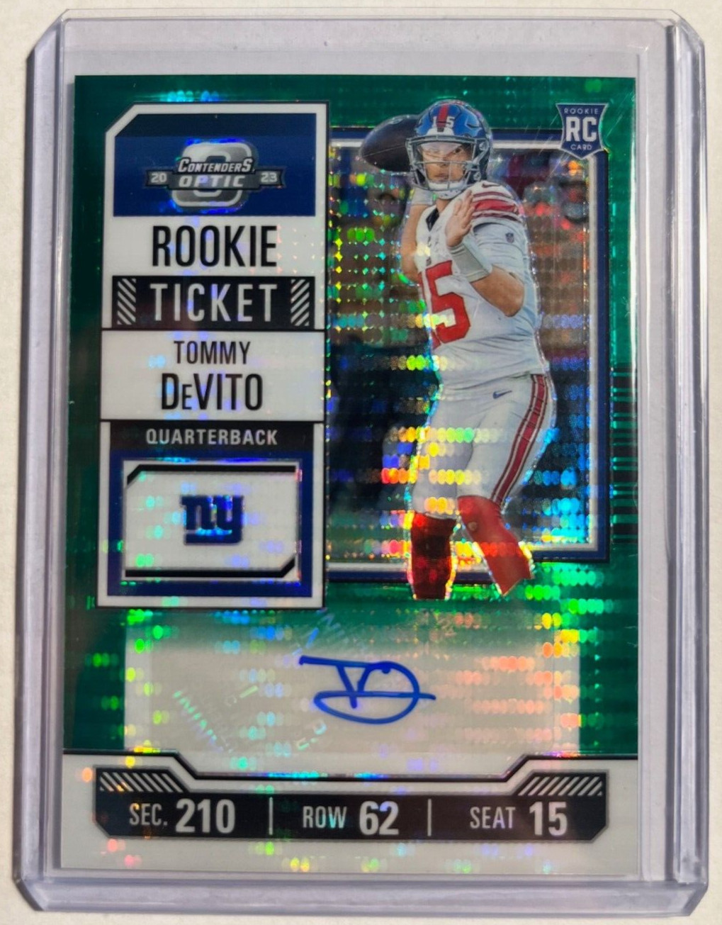 2023 Contenders Optic Rookie Ticket#153 Tommy DeVito Auto RC GREEN PULSAR 27/30