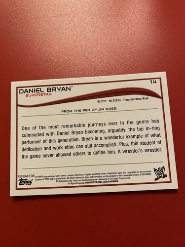 2014 Topps Chrome WWE Daniel Bryan Atomic Refractor #14 Sapphire Rare SSP - Picture 2 of 2