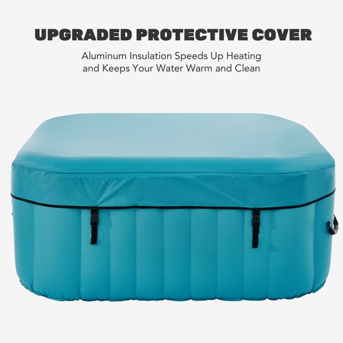 5x5ft Inflatable Hot Tub Portable Above Ground Pool w 120 Air Jets Heater Teal - Picture 8 of 12