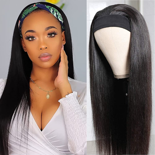Headband Wig Human Hair Straight 18 Inch Headband Wigs for Black Women Glueless - Picture 9 of 12
