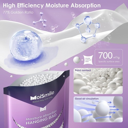 Hanging Moisture Absorber Bags Dehumidifier Closet Car Bathroom 3 Pack - Picture 3 of 8
