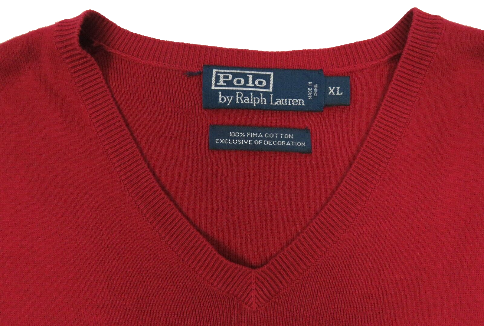 PONY Giacca Gilet Polo Ralph Lauren 100% Cotone Rosso Da Uomo Rosso Collo a V XL