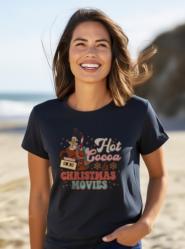 PrintBar Hot Cocoa & Movies - Lustiges T-Shirt für Weihnachtsliebhaber! Cozy up and en - Bild 18 von 58