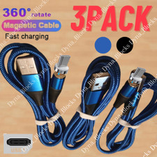 3 Pack Magnetic Phone Charger USB-C Type C Cable Cord For Samsung Android