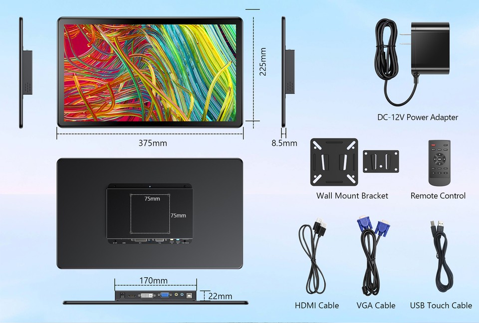 UPERFECT 15.6" Touch Screen Portable Monitor 1920*1080 with VGA HDMI ...