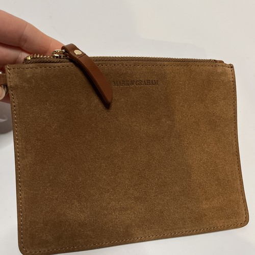 Mark & Graham Vail Brown Suede and Leather Tote Bag Purse Large with Small Pouch - Picture 9 of 16