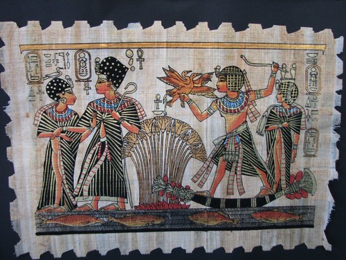 Beautiful Egypt 8" X 12" King Tut & Wife Ankhs Art Print On Papyrus As Shown - Picture 5 of 8