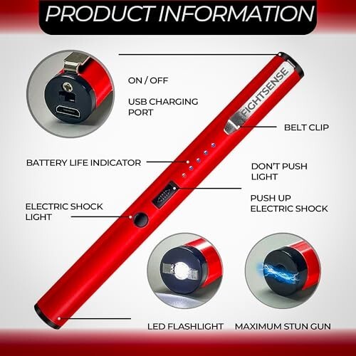 FIGHTSENSE Powerful Stun Gun for Tactical Flashlight with safety switch - Picture 92 of 105