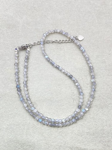 A++ Natural Labradorite Faceted Round Gemstone Beads 2-3MM Women Necklaces 18'' - Picture 14 of 21