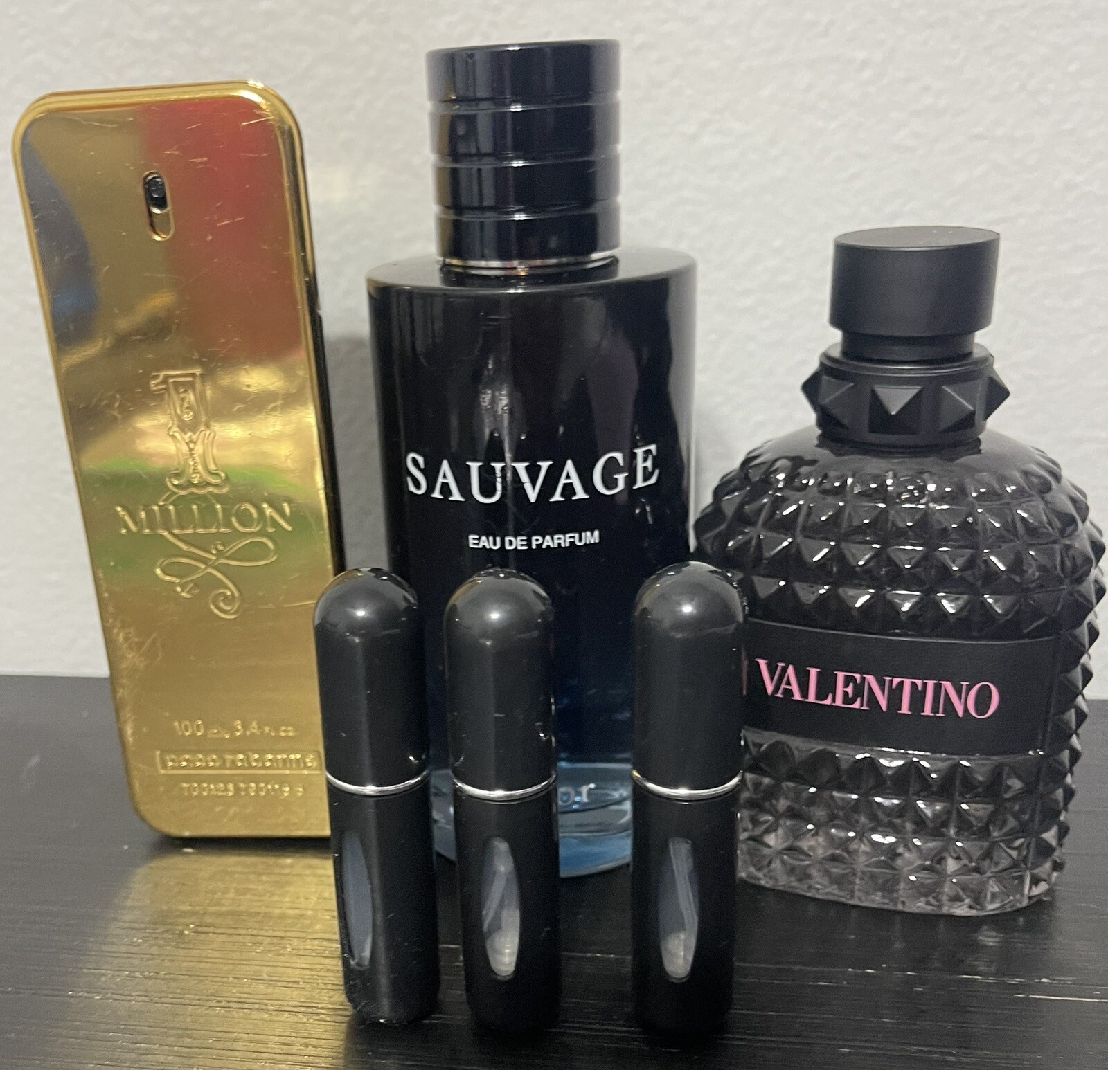 mens cologne samples 3X 0.17oz 5ML 1 Million/Valentino/Sauvage 100