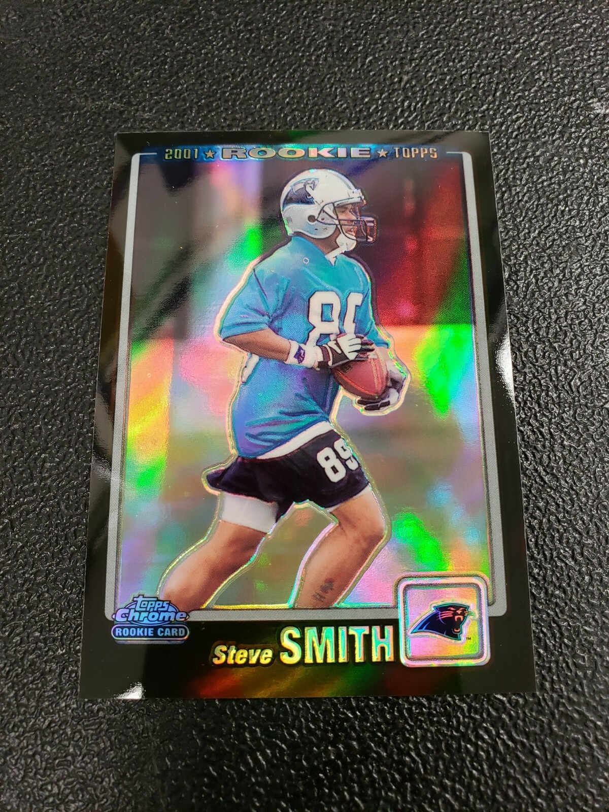 2001 Topps Chrome STEVE SMITH ROOKIE RC BLACK REFRACTOR Card Panthers 60/100 -NM