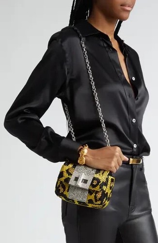 Tom Ford Mini Natalia Leopard gelb Pailletten TASCHE - mit Etikett - UVP $ 6.100 USD + Steuer - Bild 6 von 22