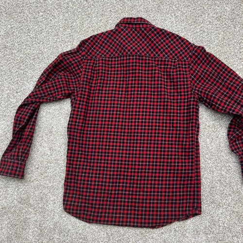 Camisa con botones "Franelas vintage" a cuadros azul marino antigua para hombre ventana roja mediana - Imagen 10 de 14