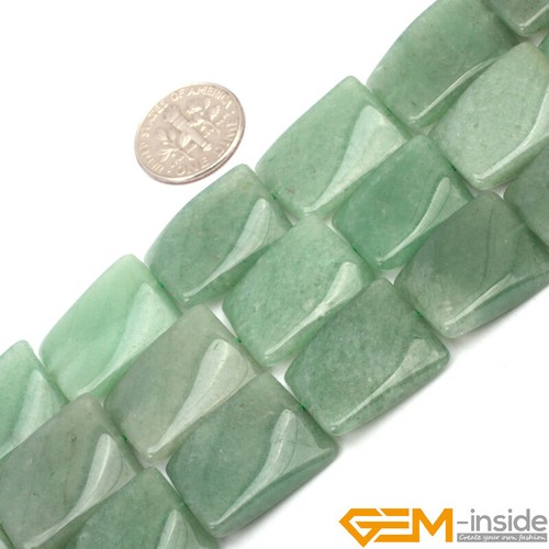 15x20mm Natural Assorted Gemstone Rectangle Twist Charm Beads Jewelry Making 15" - Picture 22 of 55