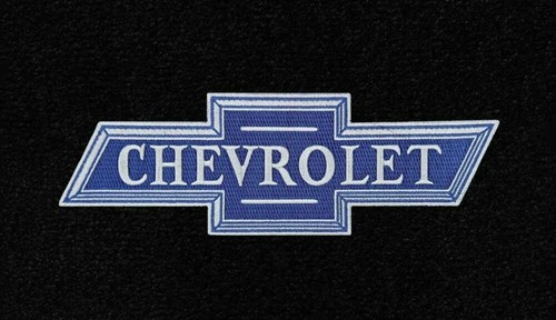 NEW! BLACK FLOOR MATS 1960-1991 Chevy Pickup Truck  Embroidered Logo In Blue - Picture 2 of 11