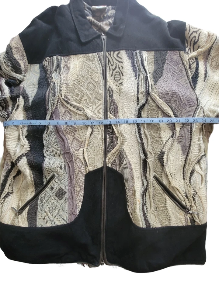 COOGI SUEDE KNIT Jacket Size XL SWEATER Black Multicolor - Image 3 of 4