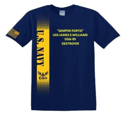 USS JAMES E.WILLIAMS  DDG-95*DESTROYER*VINYL&SILK SCREEN*NAVY LICENSED SHIRT